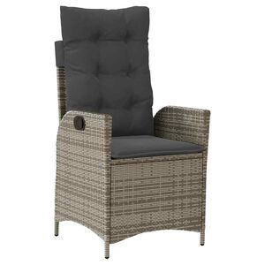vidaXL Chaise inclinable de jardin avec coussins gris r&eacute;sine tress&eacute;e