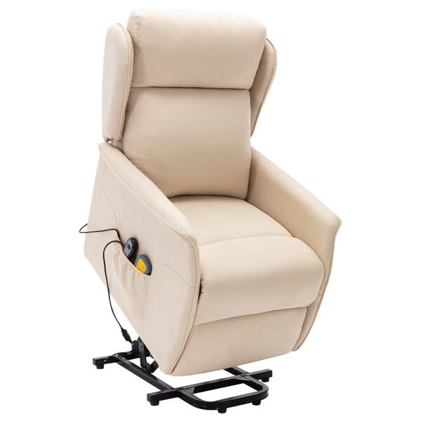 vidaXL Fauteuil de massage Cr&egrave;me Tissu