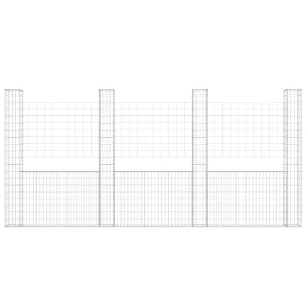 vidaXL Panier de gabion en forme de U avec 4 poteaux Fer 380x20x200 cm