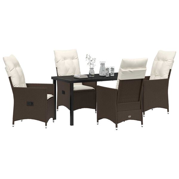 vidaXL Ensemble de salle &agrave; manger pour jardin 5 pcs Marron polyrotin