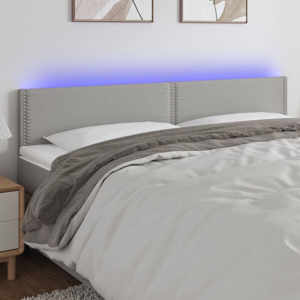 vidaXL T&ecirc;te de lit &agrave; LED Gris clair 180x5x78/88 cm Tissu