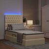 vidaXL Lit avec rangement et LED avec LED Cr&egrave;me 90 x 190 cm Polyester
