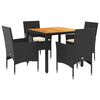 vidaXL Ensemble &agrave; manger de jardin et coussins 5 pcs noir rotin acacia