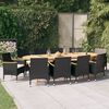 vidaXL Ensemble &agrave; manger de jardin 11 pcs avec coussins Noir
