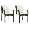 vidaXL Chaises de jardin lot de 2 avec coussins R&eacute;sine tress&eacute;e Noir