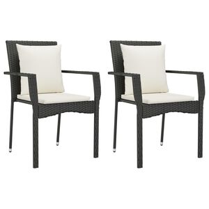 vidaXL Chaises de jardin lot de 2 avec coussins R&eacute;sine tress&eacute;e Noir