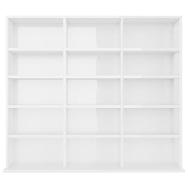 vidaXL Armoire &agrave; CD Blanc brillant 100x23x89,5 cm Bois d&rsquo;ing&eacute;nierie