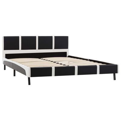 vidaXL Cadre de lit Noir et blanc Similicuir 120 x 200 cm