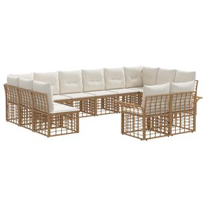 vidaXL Ensemble de canap&eacute;s d'ext&eacute;rieur 12 pc Blanc Naturel et Cr&egrave;me
