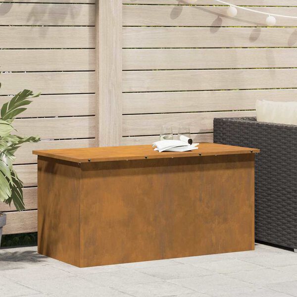 vidaXL Bo&icirc;te de Rangement Ext&eacute;rieure Rouill&eacute; 100 x 50,5 x 50 cm Acier