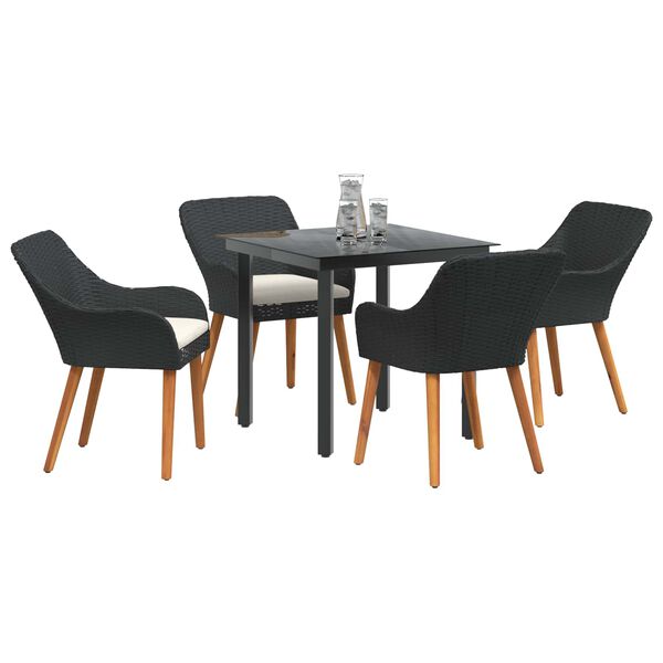 vidaXL Ensemble de salle &agrave; manger pour jardin 5 pcs Noir polyrotin