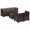 vidaXL Canap&eacute; de Jardin 5 Places avec Coussins Aspect Rotin PP Marron