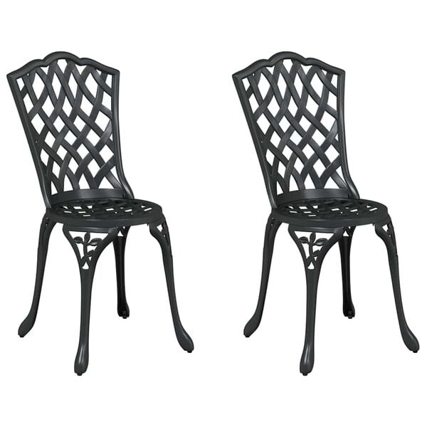 vidaXL Chaise de jardin 2 pcs Noir 55 x 56,5 x 91cm Aluminium
