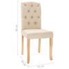 vidaXL Chaises &agrave; manger lot de 2 cr&egrave;me tissu