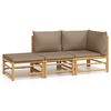 vidaXL Salon de jardin 3 pcs avec coussins taupe bambou