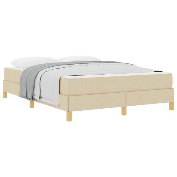 vidaXL Lit &agrave; ressorts avec matelas Cr&egrave;me 160 x 200 cm tissu