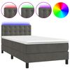 vidaXL Sommier &agrave; lattes de lit avec matelas et LED Gris fonc&eacute; 90x200cm