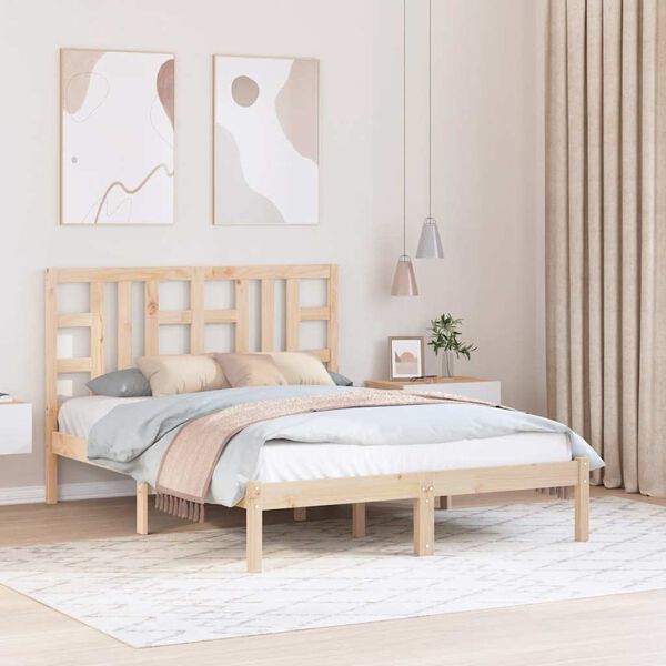 vidaXL Cadre de lit sans matelas 135x190 cm bois massif