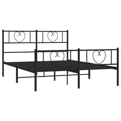 vidaXL Cadre de lit métal sans matelas avec pied de lit noir 135x190cm