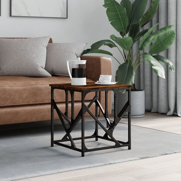 vidaXL Table basse ch&ecirc;ne fum&eacute; 45x45x47,5 cm bois d'ing&eacute;nierie