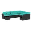 vidaXL Ensemble de canap&eacute; de jardin 10 pcs avec coussins noir r&eacute;sine tress&eacute;e