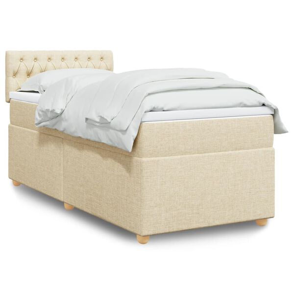 vidaXL Sommier &agrave; lattes de lit et matelas Cr&egrave;me 90x190 cm Tissu