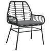 vidaXL Ensemble &agrave; manger de jardin et coussins 5 pcs noir rotin verre
