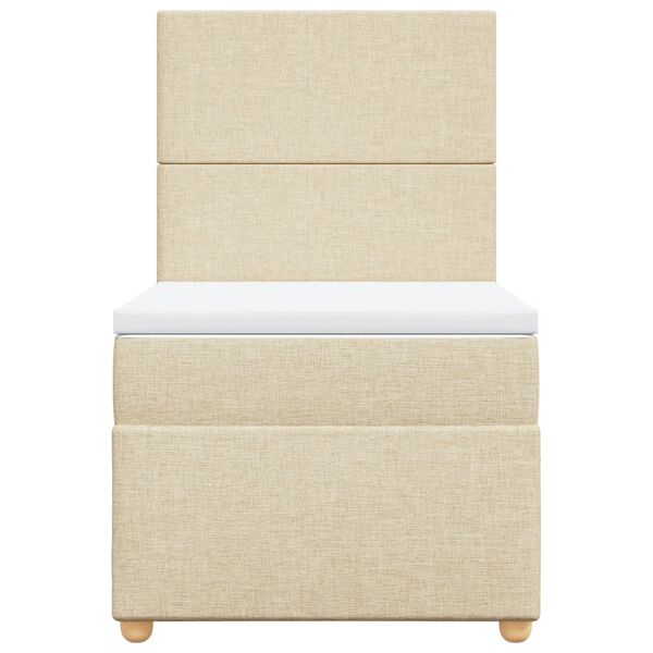 vidaXL Sommier &agrave; lattes de lit avec matelas Cr&egrave;me 80x200 cm Tissu