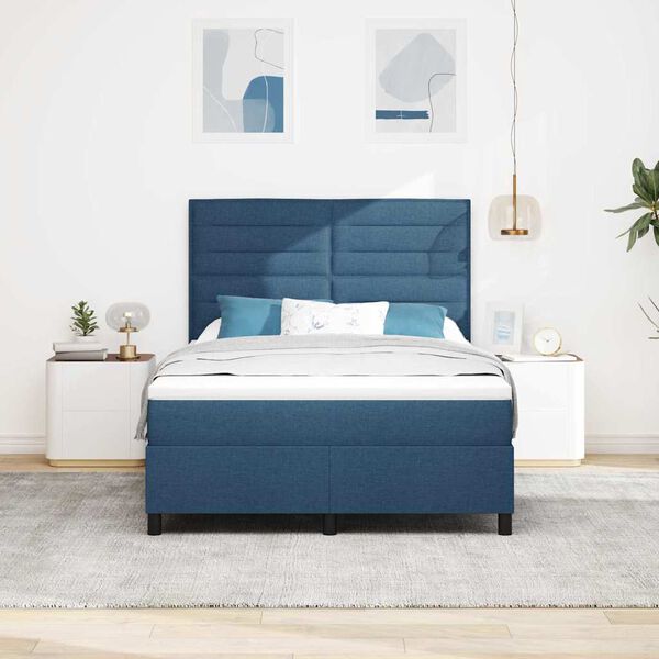 vidaXL Lit &agrave; ressorts avec matelas Bleu 140 x 200 cm tissu