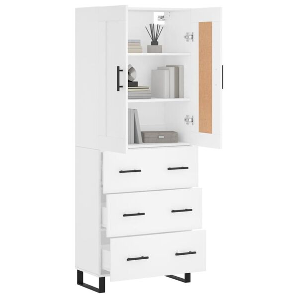 vidaXL Buffet haut Blanc 69,5x34x180 cm Bois d'ing&eacute;nierie