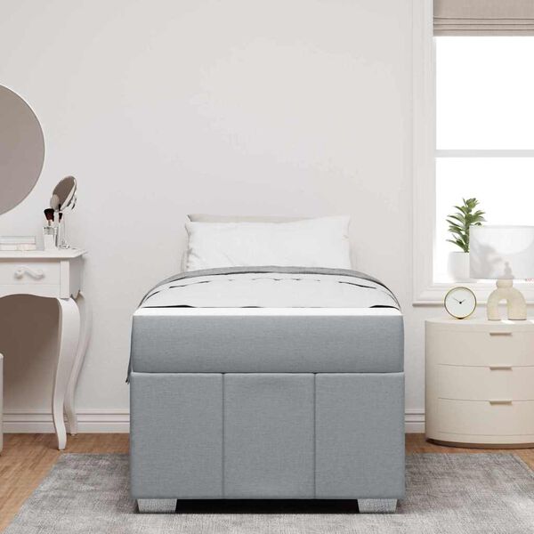 vidaXL Cadre de lit avec matelas Gris clair 90 x 200 cm tissu