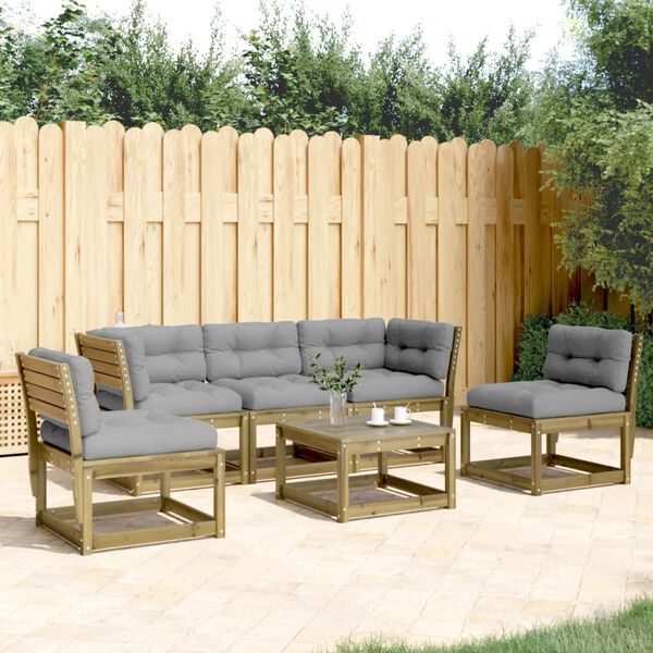 vidaXL Salon de jardin 5 pcs avec coussins bois de pin impr&eacute;gn&eacute;
