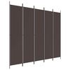 vidaXL Cloison de s&eacute;paration 5 panneaux Marron 250x220 cm Tissu