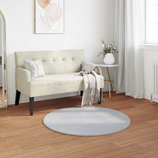 vidaXL Tapis en Fourrure Synth&eacute;tique de Lapin Olite Gris &Oslash; 80 cm