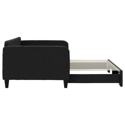 vidaXL Lit de jour avec gigogne sans matelas noir 100x200 cm