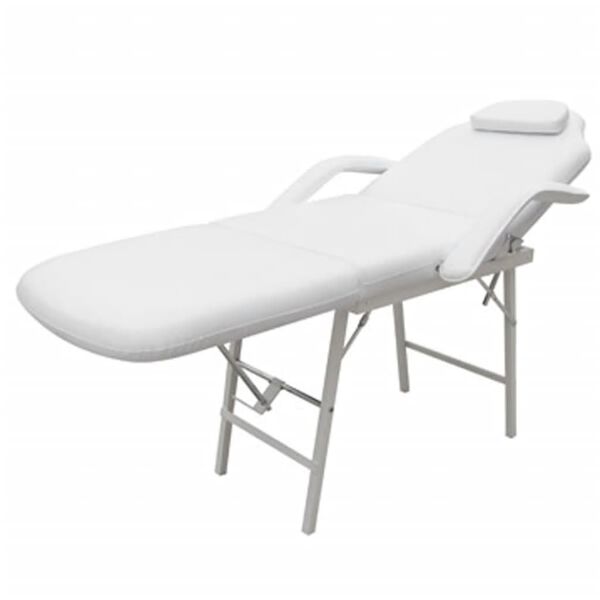 vidaXL Fauteuil de massage pour traitement facial Simili-cuir Blanc