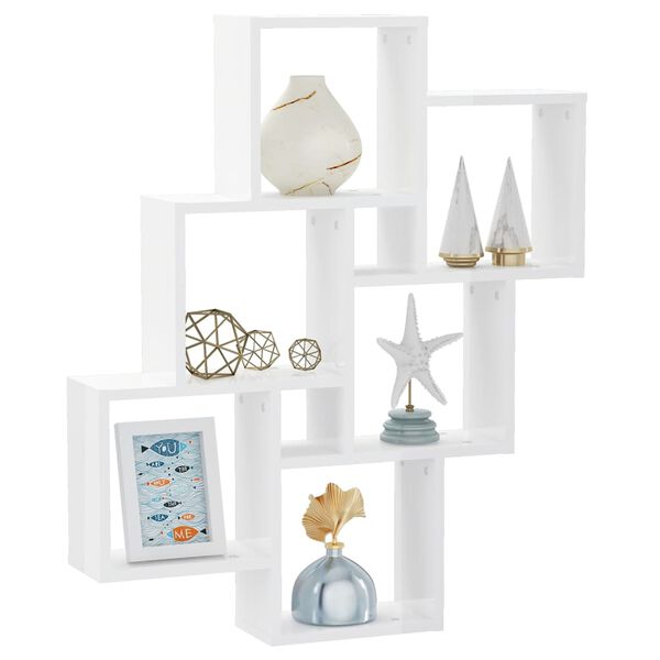 vidaXL &Eacute;tag&egrave;re murale cube Blanc brillant 78x15x93cm Bois d&rsquo;ing&eacute;nierie