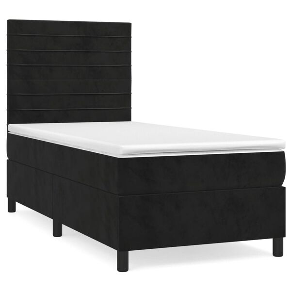 vidaXL Sommier &agrave; lattes de lit avec matelas Noir 90x200 cm Velours