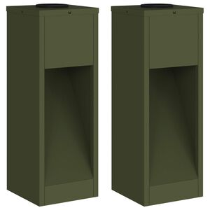 vidaXL Lumi&egrave;re de Chemin LED Solaire 2 pcs Vert olive