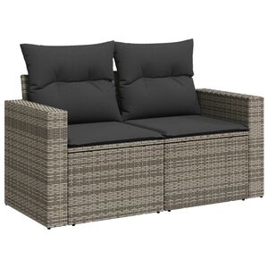 vidaXL Canap&eacute; de jardin 2 places avec coussins gris r&eacute;sine tress&eacute;e