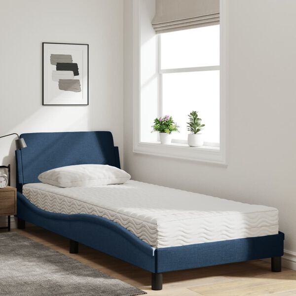 vidaXL Lit avec matelas Dover bleu 80x200 cm tissu