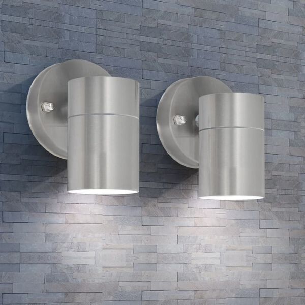 vidaXL Applique murale d'ext&eacute;rieur 2 pcs Acier inoxydable vers le bas
