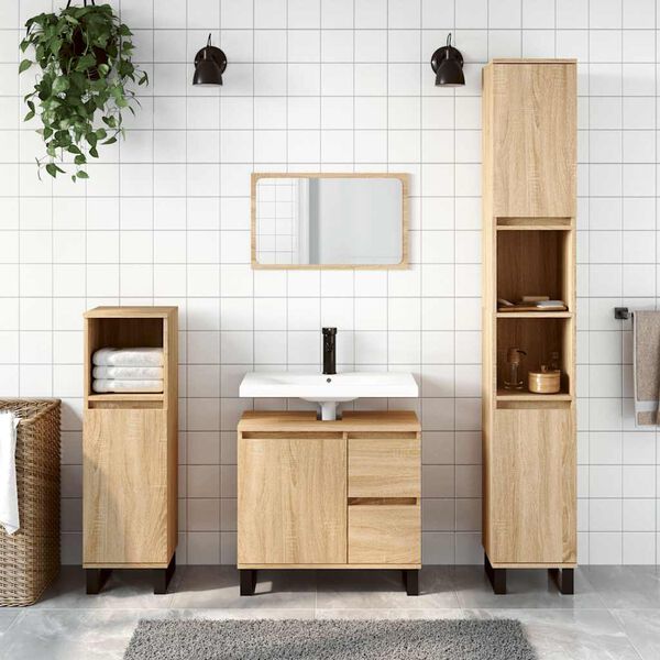 vidaXL Armoire salle de bain ch&ecirc;ne sonoma 65x33x60 cm