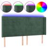 vidaXL T&ecirc;te de lit &agrave; LED Vert fonc&eacute; 183x16x118/128 cm Velours