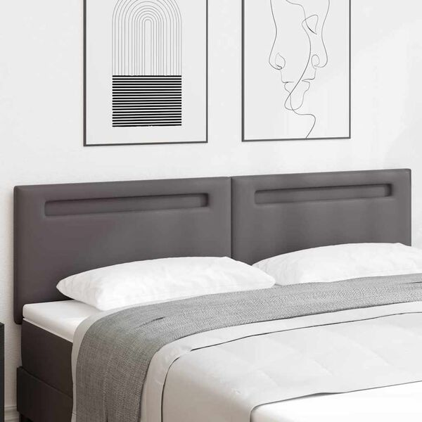 vidaXL T&ecirc;te de lit LED Gris 180 cm Cuir synth&eacute;tique