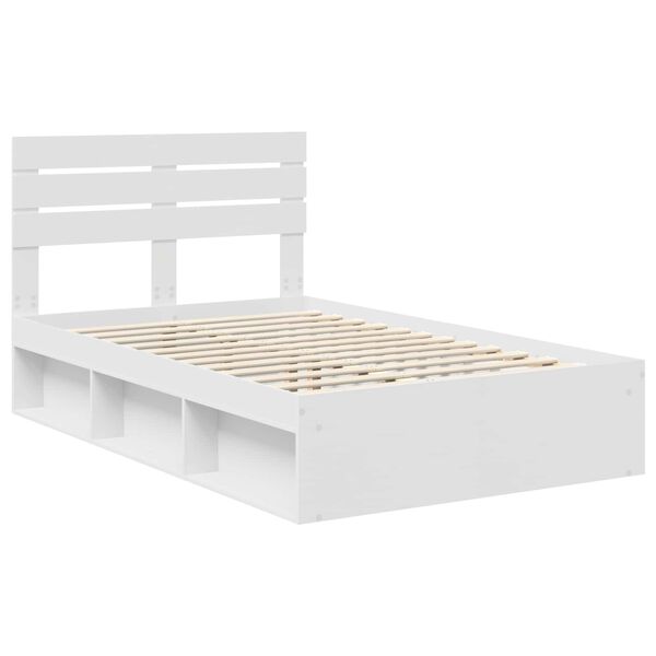 vidaXL Cadre de lit avec t&ecirc;te de lit Blanc 120 x 200 cm Pin massif