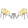 vidaXL Lot de 3 Chaise de jardin noir et jaune r&eacute;sine tress&eacute;e