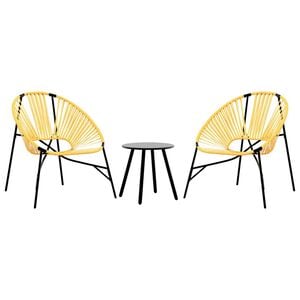 vidaXL Lot de 3 Chaise de jardin noir et jaune r&eacute;sine tress&eacute;e