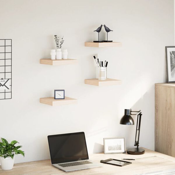 vidaXL &Eacute;tag&egrave;res flottantes 4 pcs 23x23,5x4 cm bois d'ing&eacute;nierie