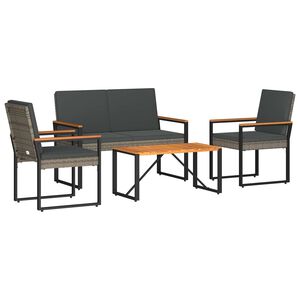 vidaXL Ensemble de meubles d'ext&eacute;rieur 4 pcs Gris et Gris fonc&eacute;
